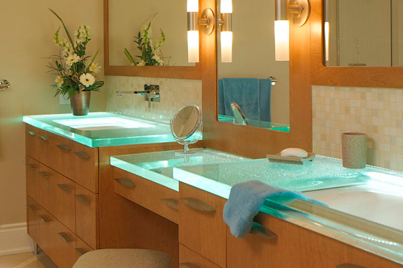Encimera lavabo de vidrio